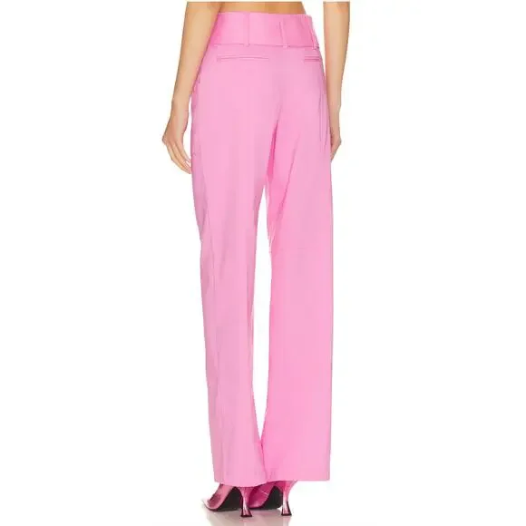 Lovers + Friends Barbie Pink Trouser Pants SMALL Work Straight Revolve $208 NEW - Picture 3 of 9